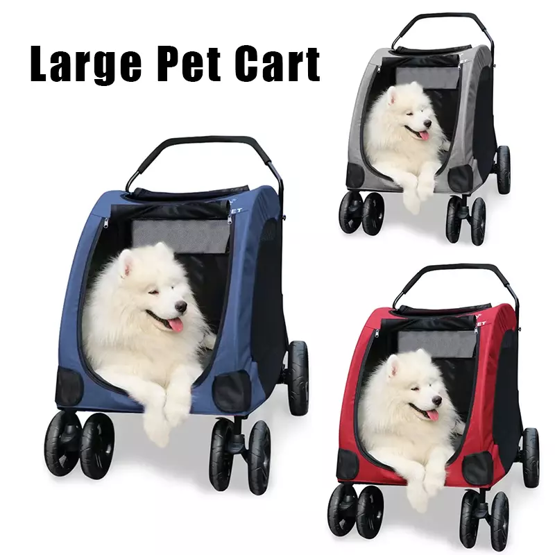 Foldable Large Pet Cart Elderly Dog Cart Giant Injured Dog Cart Upgraded Version Oversized Removable Load Capacity 70kg