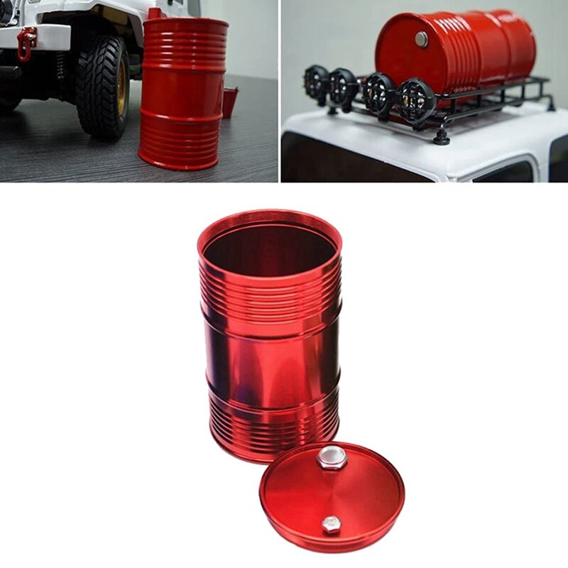 2 Stück RC Crawler Zubehör im Maßstab 1:10 Mini-Kraftstoff tank & 1 Stück Metall öltrommel Kraftstoff tank Container-Drop-Schiff