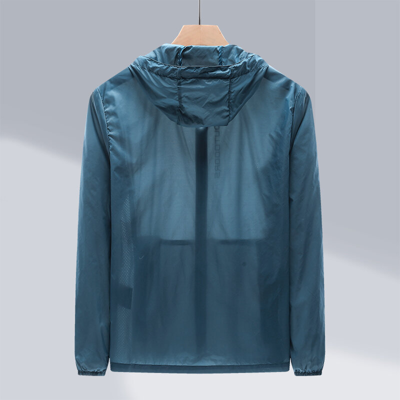 여름 자외선 차단 재킷 캐주얼 패션 단색 후드 등산 방풍 코트, 야외 낚시 캠핑 남성 의류