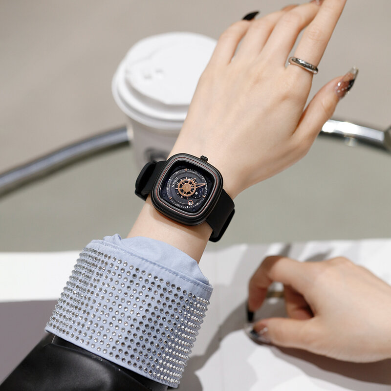 Mode Guou Top Marke wasserdichte Silikon großes Zifferblatt quadratische Herren & Damen Unisex Sport Armbanduhren