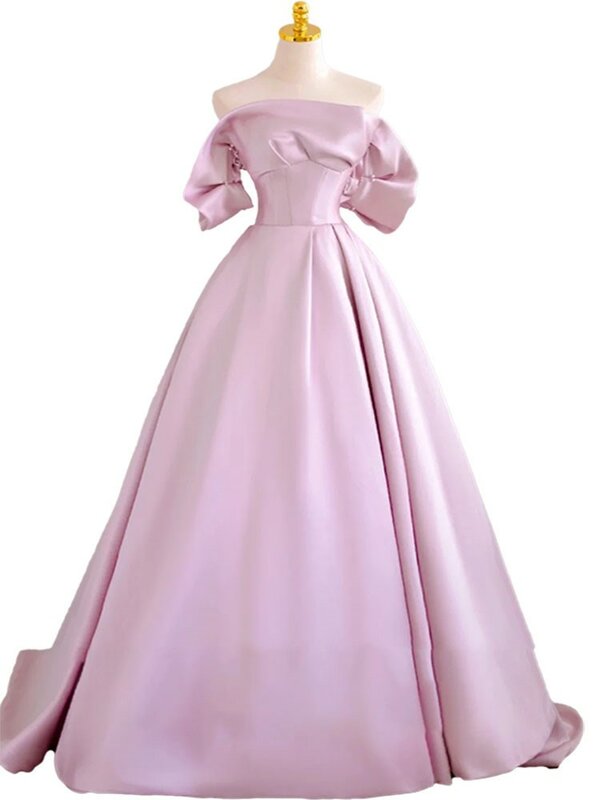 Женское атласное платье подружки невесты, новое роскошное платье из розового атласа для приема гостей на день рождения
