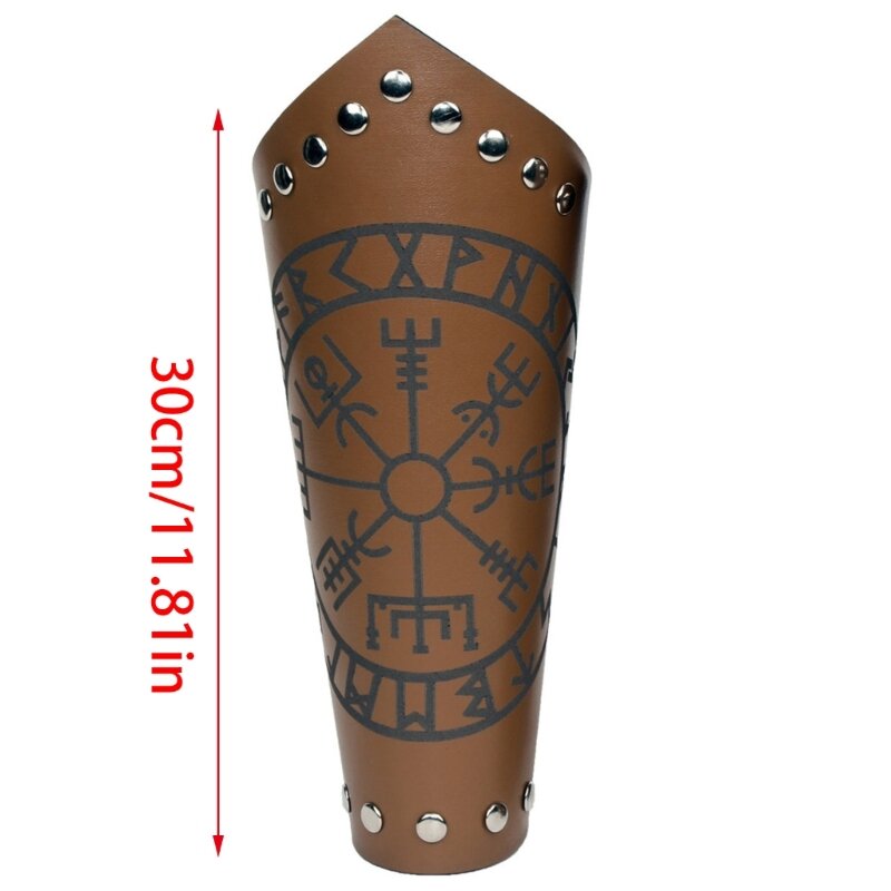 Średniowieczna opaska na nadgarstek męska Cosplay wytłoczona rękawica Bracer rękawica dla mężczyzn Cosplay opaska PU na sesje