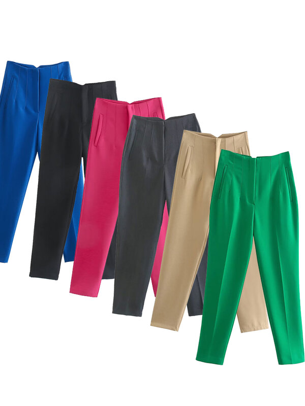Женские модные прямые брюки Willshela, брюки с высокой талией и молнией спереди, винтажные женские шикарные брюки полной длины