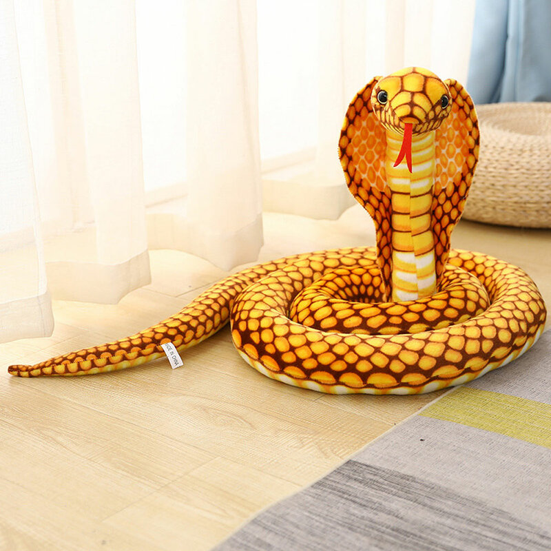 Hadiah Halloween boneka binatang Cobra raksasa mewah menakutkan mainan ular mewah boneka lembut lucu ular hadiah ulang tahun anak