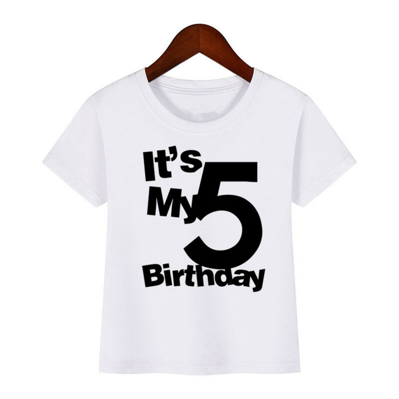 Conjuntos de t-shirts de manga curta infantil, roupas infantis, engraçado, 5 ° aniversário, criança, meninos, meninas, blusa casual