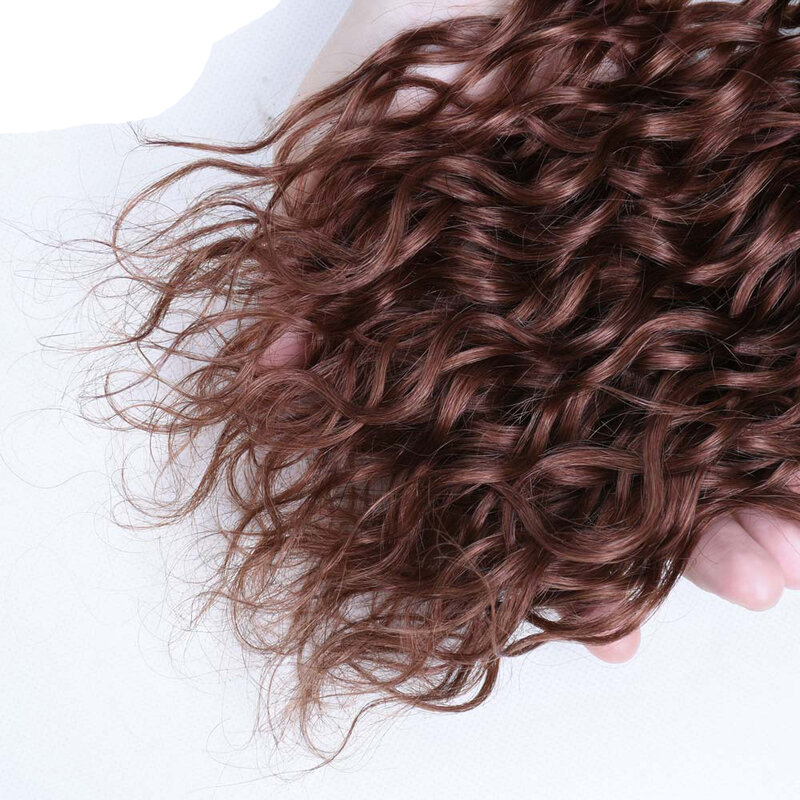 ブラジアンカーリーウェーブ人間の髪の毛バンドル、100% バージンヘア、チョコレートブラウン、33 # 、12"