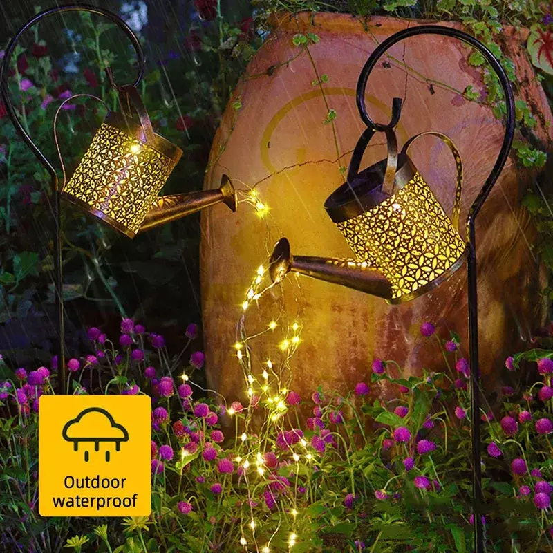 Rega movido a energia solar pode polvilhar fada chuveiro impermeável arte LED luz lanterna ao ar livre gramado pátio jardim decoração lâmpada