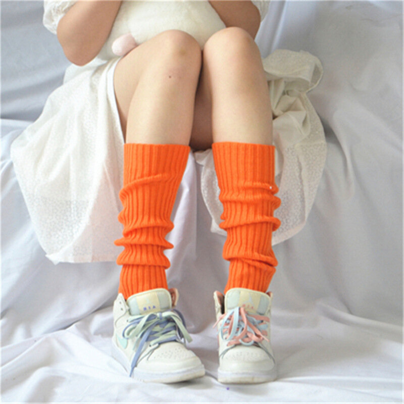 Calentadores de piernas de Color caramelo para niña, fundas de pierna sueltas de punto