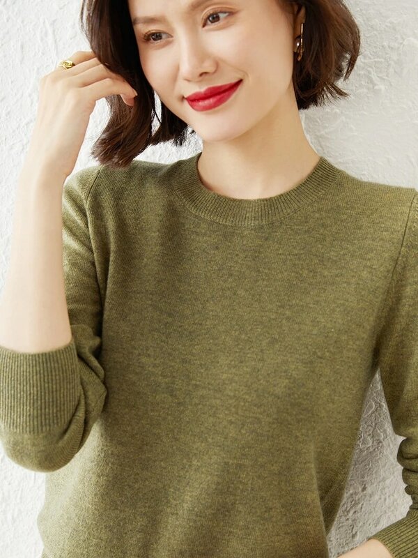 Korea Styles Pullover Frauen Herbst und Winter große elastische neue Pullover Nähte innen lang ärmelig gestrickt alle passen Wolle Tops