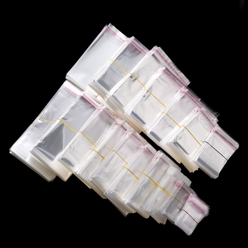 100 Stuks Meervoudig Formaat Plastic Verpakkingszakken Zelfklevende Plastic Zak Ziplock Tas Sieraden Voedsel Opbergtas Keukenpakket Tas
