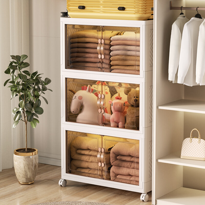 Caja de almacenamiento multicapa plegable, armario multifuncional para sala de estar, estante de almacenamiento de muebles, 45, 55, 65, 75cm