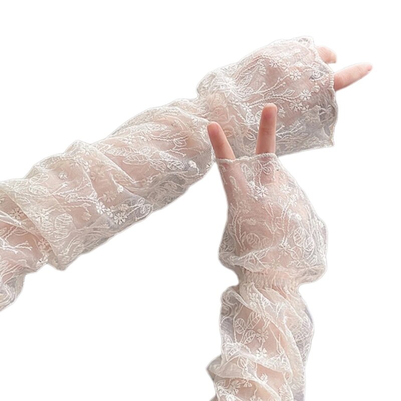 Găng tay LaceFflower Tay áo bảo vệ cánh tay chống tia cực tím Phụ nữ Bao tay trang trí
