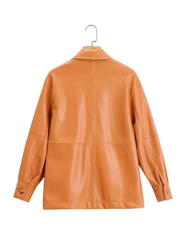 女性の合成皮革の模造クレザーのジャケット,「エレガントな衣服,ブランドコート,女性のコート,ファッション2022