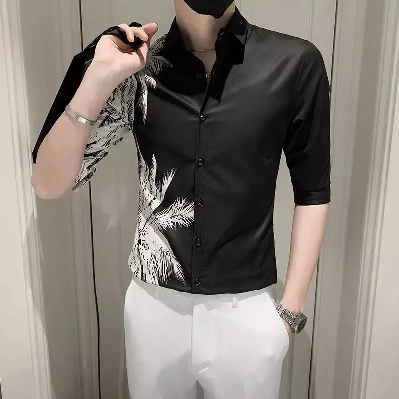 Herren hemd mit Aufdruck Hawaii bedruckte Herren hemden Halbarm Mode 2024 Ärmel normale Original Button Up Sale Seide neu in