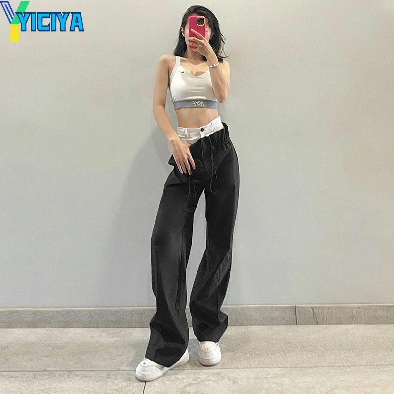 YICIYA y2k style Pants Splicing Spodnie spadochronowe spodnie dresowe PROSTE Kobiety Pełna długość luźne długie spodnie cargo Nowy strój casual