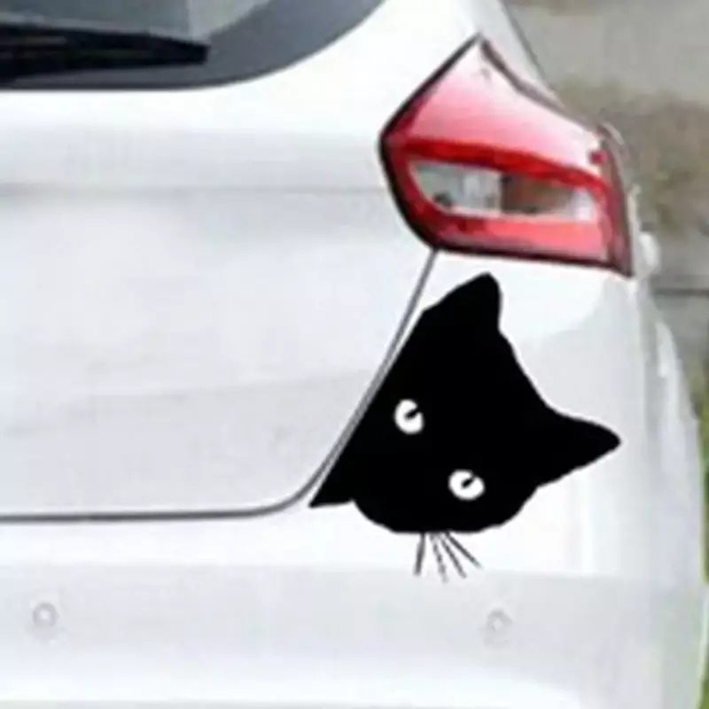 الإبداعية الأسود القط الوجه Peeking ملصقات السيارات السيارات ملصق لاصق للسيارات نافذة الديكور عاكس نافذة الباب ملصقا 12*15 سنتيمتر