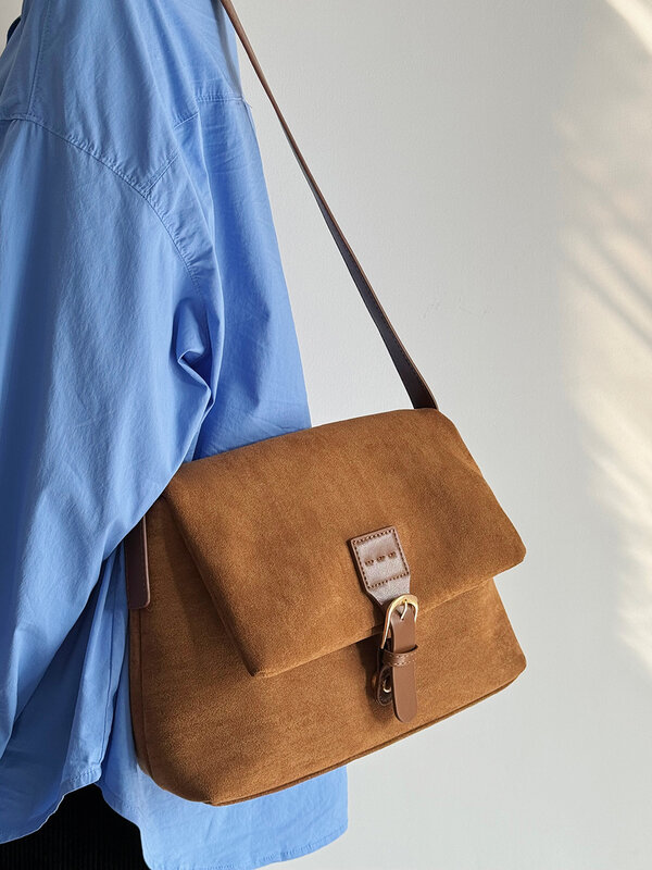 CGCBAG borsa a tracolla di marca di lusso di design retrò da donna borsa quadrata da donna in pelle nabuk di alta qualità semplice borsa a tracolla per pendolarismo