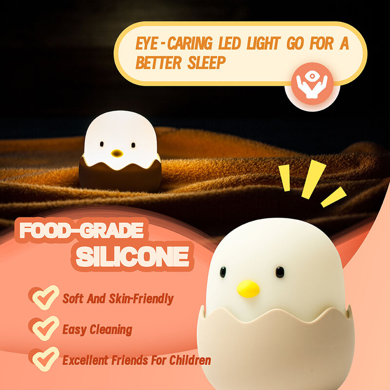 Lampka nocna LED urocza kaczka zwierzęta kreskówkowe silikonowa lampa dla dzieci z czujnikiem dotykowym USB do ładowania na prezenty urodzinowe