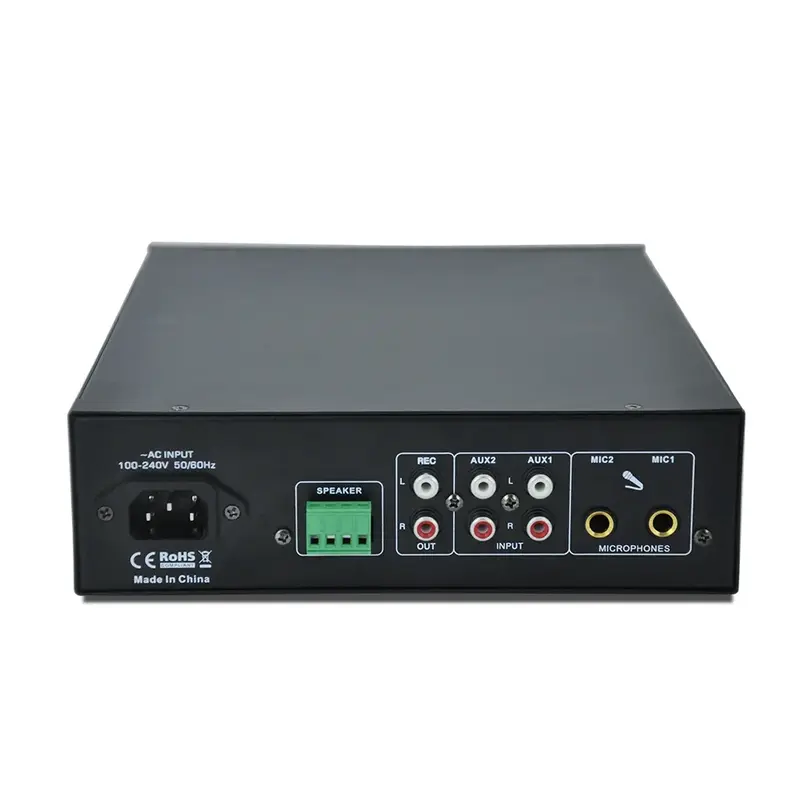 Amplifier Bluetooth PA, pengeras suara Subwoofer teater rumah Stereo Audio 100V/70V mendukung USB AUX Mic