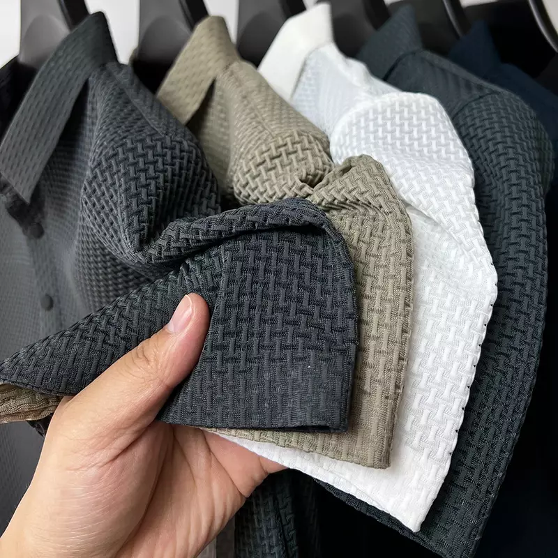 Estate nuova Polo elastica in seta ricamata per uomo Luxury Trend Fashion Leisure traspirante Cool t-Shirt a maniche corte Top