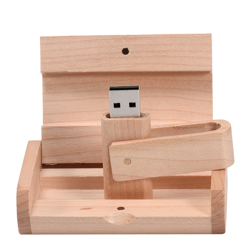 JASTER Drewniane pudełko + obrotowy pendrive 128 GB Bezpłatne niestandardowe logo Pamięć USB 64 GB Drewno klonowe Pamięć USB 32 GB 16 GB Kreatywny prezent