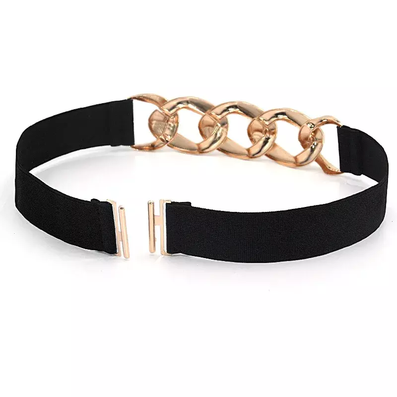 Fashion Elegant Elastic Wide Women Belt Gold Ring Buckle Decorative  woman belts for dress  designer belts women high quality