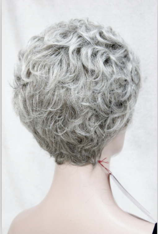 Женский парик, классические короткие вьющиеся синтетические волосы серебристо-серого цвета