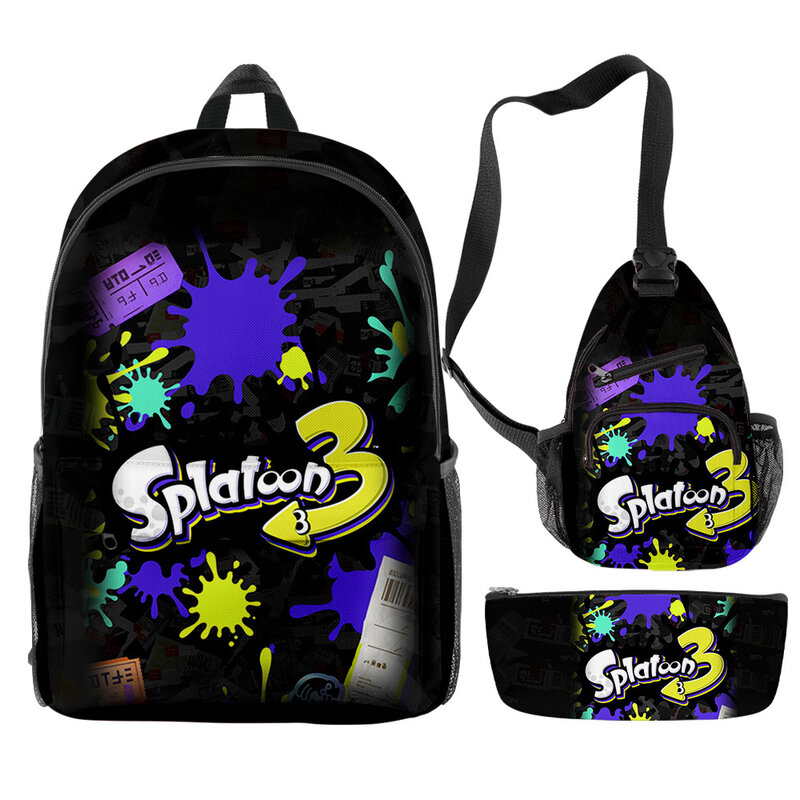 Splatoon 3 لعبة 3 قطعة/المجموعة على ظهره 2022 لعبة جديدة حقيبة مدرسية الكبار الاطفال حقائب للجنسين Daypack