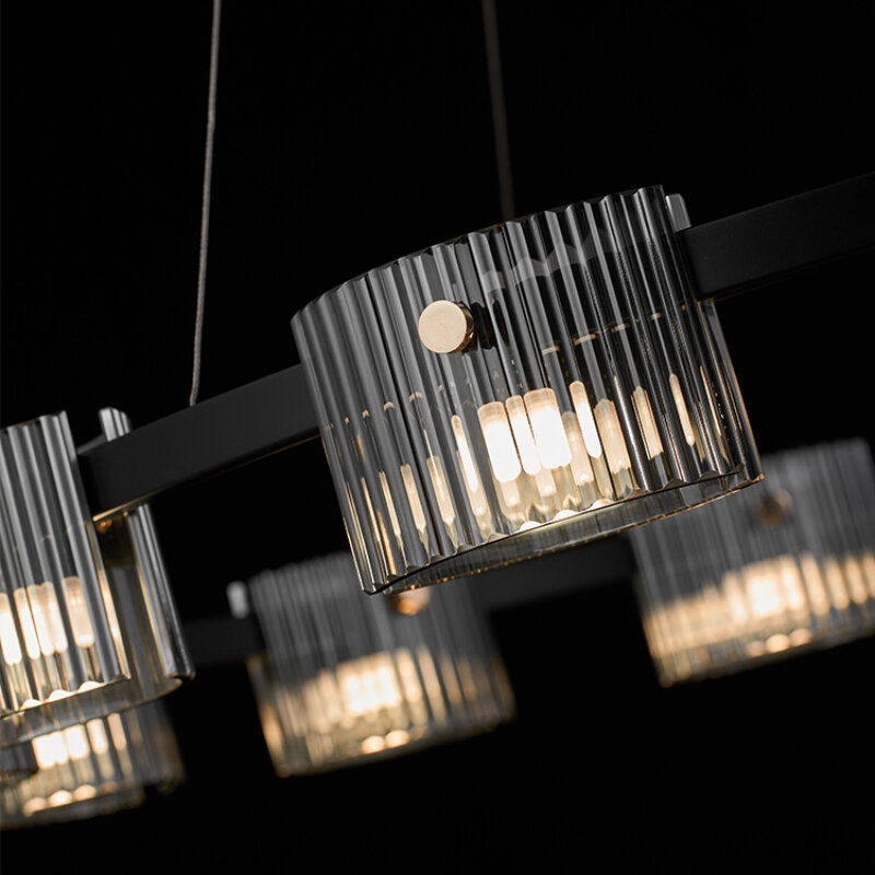 Lampe LED Suspendue en Verre Rayé au Design Moderne et Créatif, Luminaire Décoratif d'Nik, Idéal pour un Salon, une Salle à Manger, un Hôtel, un Bar ou une Villa