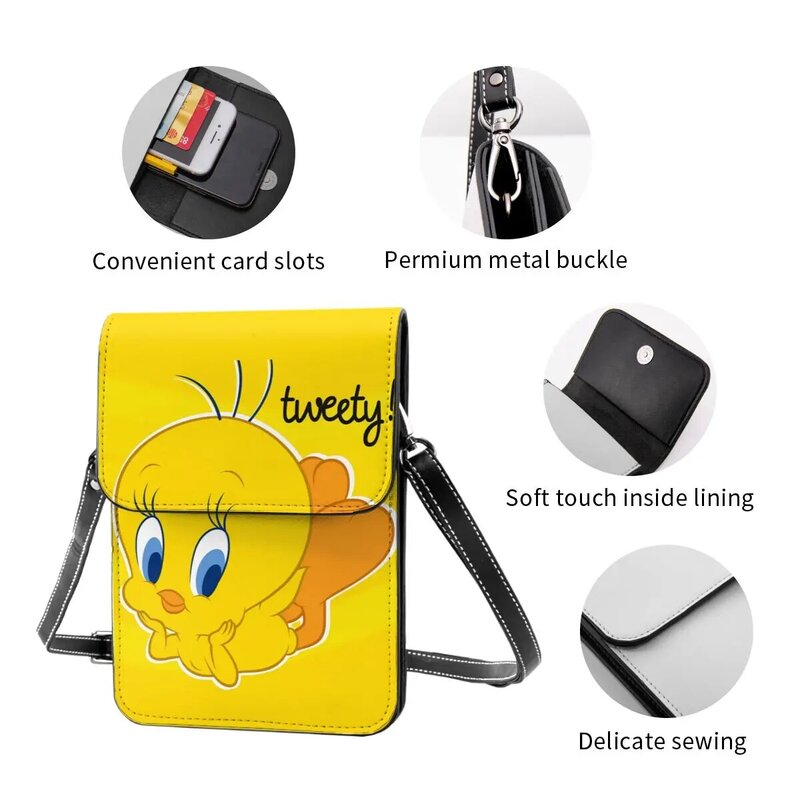 트위티 버드 크로스바디 지갑, 휴대폰 가방, 숄더백, 휴대폰 지갑, 조절 가능한 스트랩