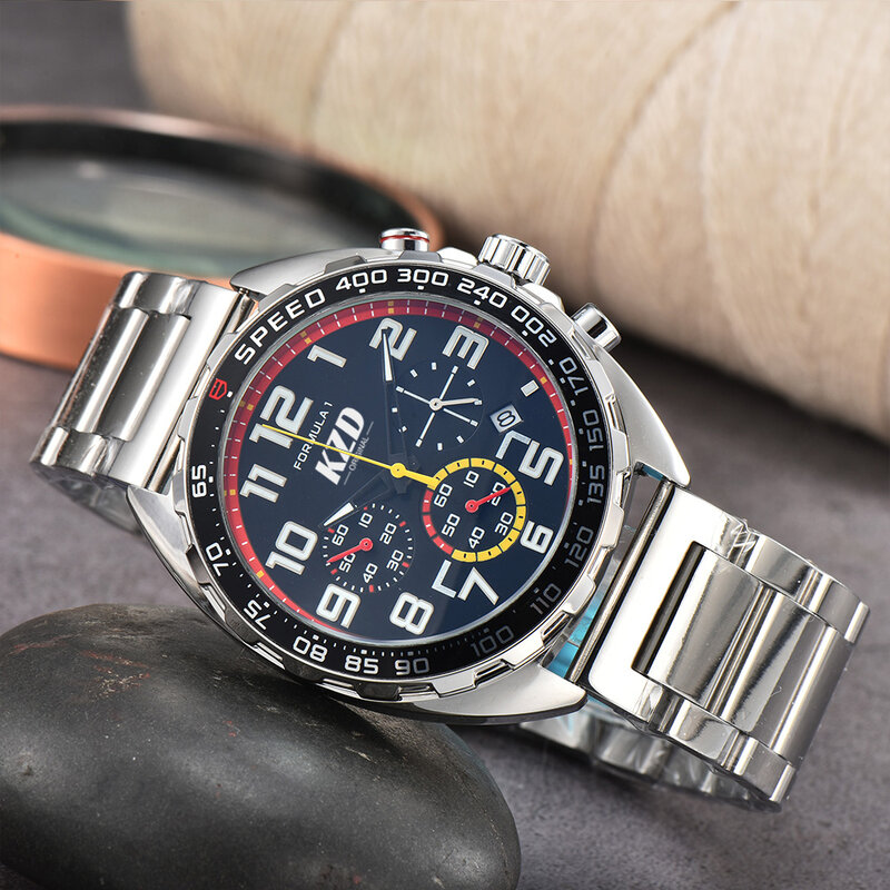 メンズクォーツ時計,耐水性,レーシング腕時計,自動日付付きラバーストラップ,日常使用,aaa,男性用時計