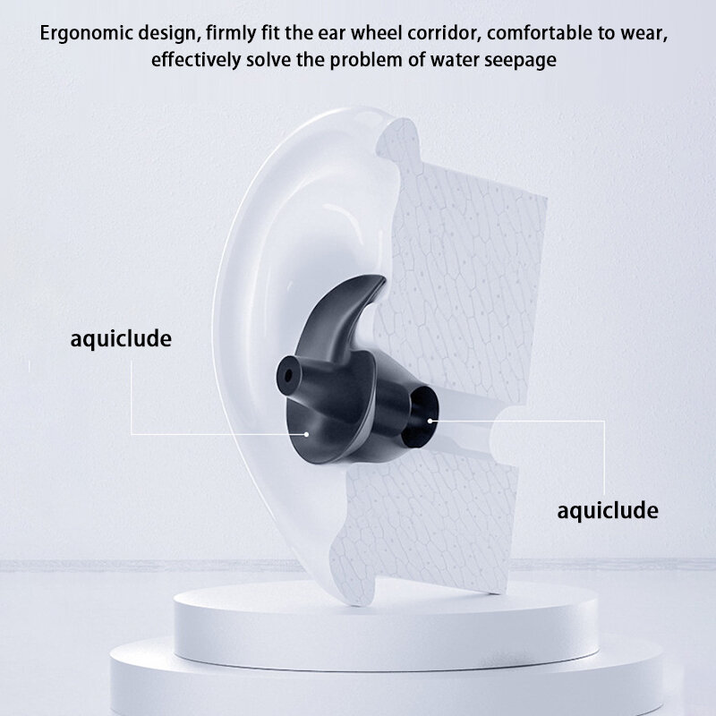 섬세한 질감 방수 소프트 귀마개, 내구성 실리콘 휴대용 귀마개, 수영 액세서리, 1 쌍