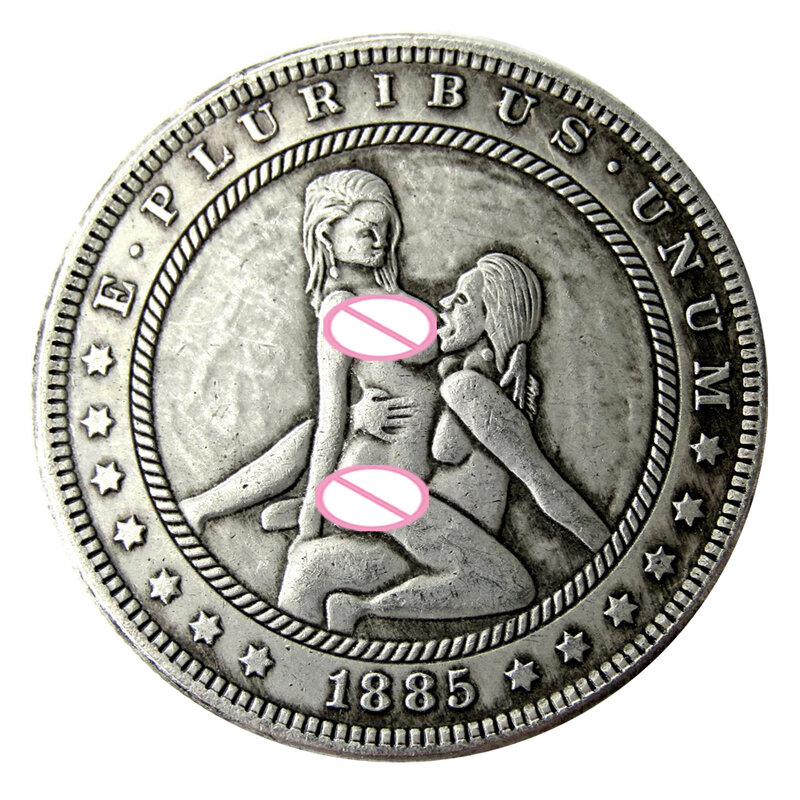 เหรียญ I Kiss สุดหรูสำหรับเด็กผู้หญิงโรแมนติกรักเหรียญหนึ่งดอลลาร์เหรียญศิลปะตลกกระเป๋าไนท์คลับเหรียญที่ระลึกโชคดี + ถุงซานตา