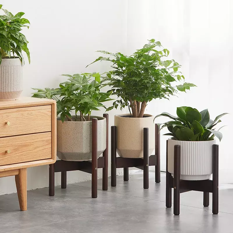 Houten Kruis Vier Legged Bloem Stand Sterk Duurzaam Gratis Bonsai Stand Thuis Lade Pot Bamboe Display Plank Houder Plant decor