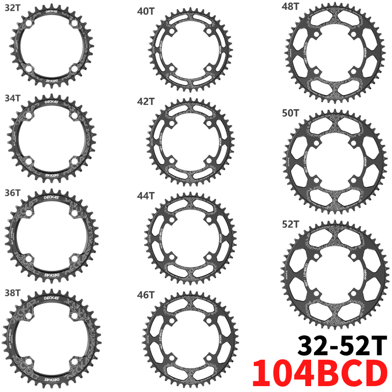 Deckas Round Bike Chainring 104BCD 32 34 36 38 40 42 44 46 48T 50 52 Tooth MTB Bike Mountain Bike Chainring Chainwheel 104 BCD