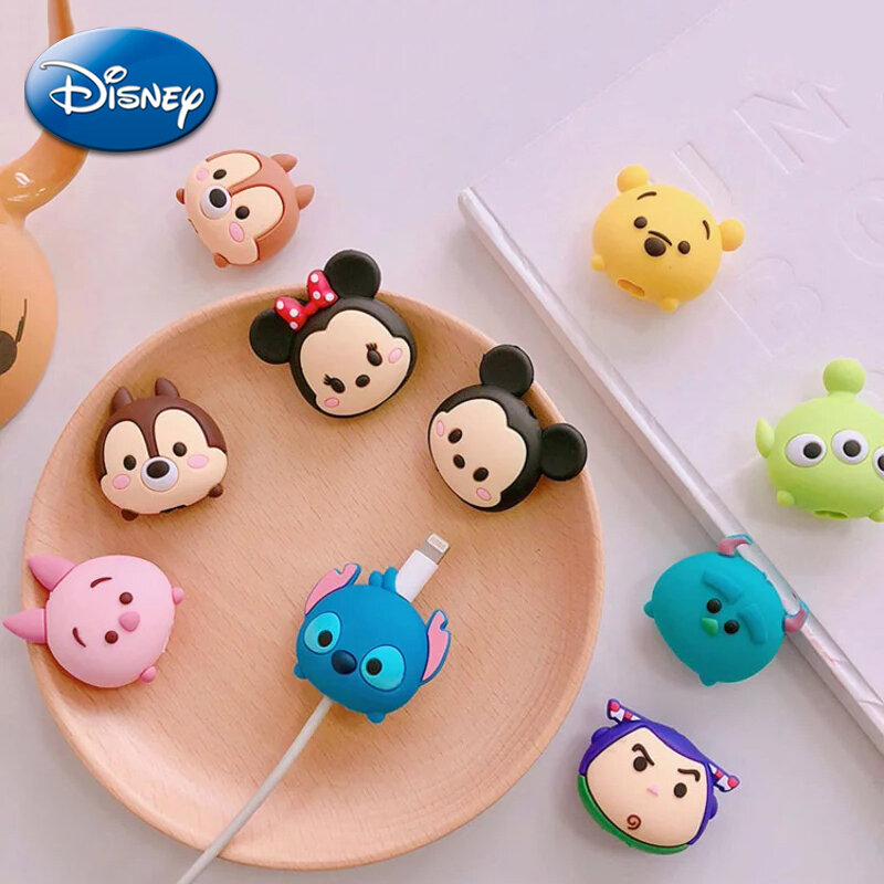Disney Stitch Mickey Usb Data Line copertura di protezione della testa Cute Cartoon IPhone Charger Cable Protector Case accessori fai da te regali