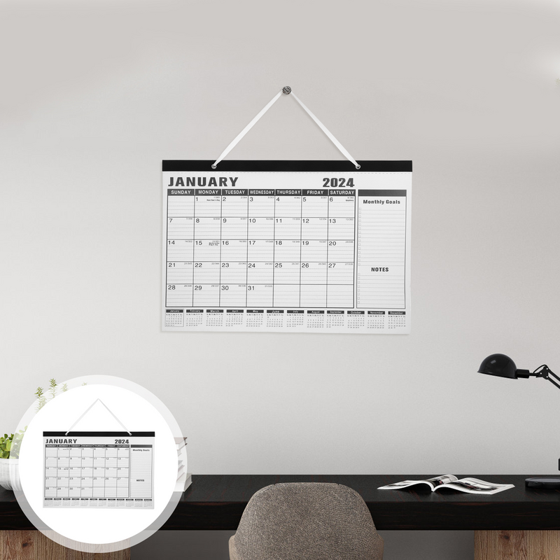 Настольный календарь, прочная подвесная настенная бумага для домашнего пользования на английском языке 2024, стол, офисная комната, ежедневный