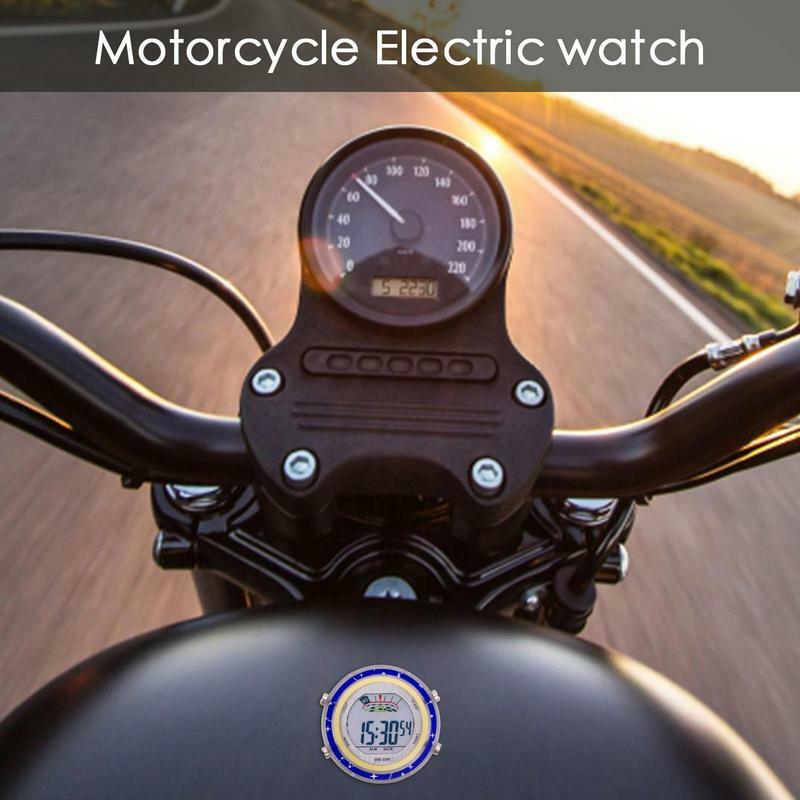Universal alumínio luminosa motocicleta relógio de quartzo, impermeável cromo bicicleta guiador, Mount Watch Supplies, 1 pc