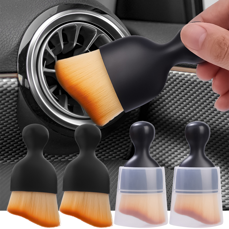 Cepillo suave de limpieza de ventilación de coche con carcasa, herramienta de limpieza Interior de coche, cepillo Artificial para hendidura, detalles de coche