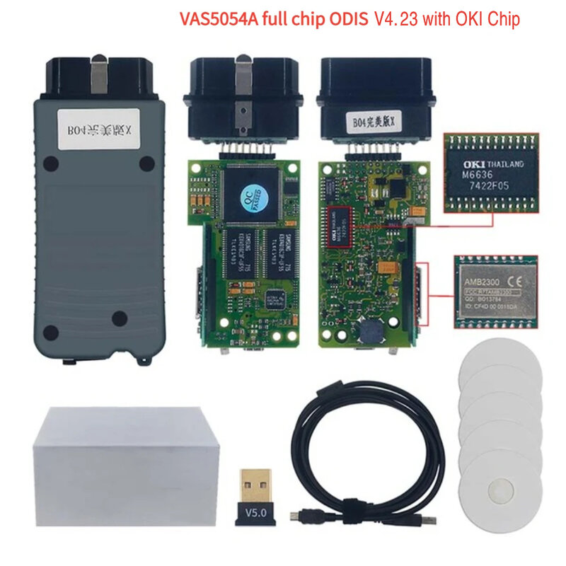 Instrumento de diagnóstico para coche, dispositivo con chip completo ODIS 7.2.1 con zumbador OKI para Volkswagen, Audi, Skoda, V4.23 ODIS, nuevo 5054A, VAS5054A
