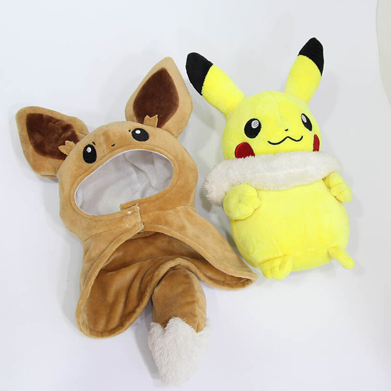 Eevee pikachu cosplay eevee ausgestopfte puppen pokemon dressing plüsch umhang cos pikachu plushies kawaii spielzeug hobbys kinder geschenk