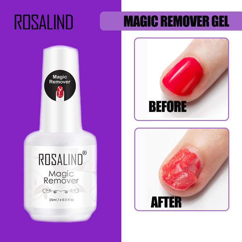 ROSALIND Magic Remover เจล Penghapus Kutek ภายใน2-3นาที Peel Off เคลือบฐาน Top Coat ไม่มี Soak Off น้ำ gellak