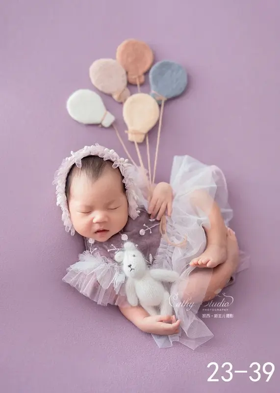 Accesorios de fotografía para bebé recién nacido, vestido de princesa de encaje, pelele, ropa de fotografía, diadema, sombrero, accesorios