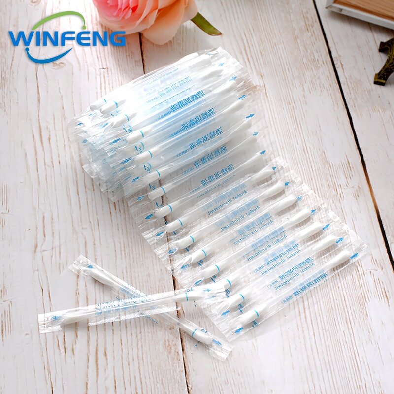 100Pcs Disinfection Iodine Cotton Swabs Medical Alcohol Sticks Home Outdoor Emergency Antibacterial Care Dressing First Aid Kit