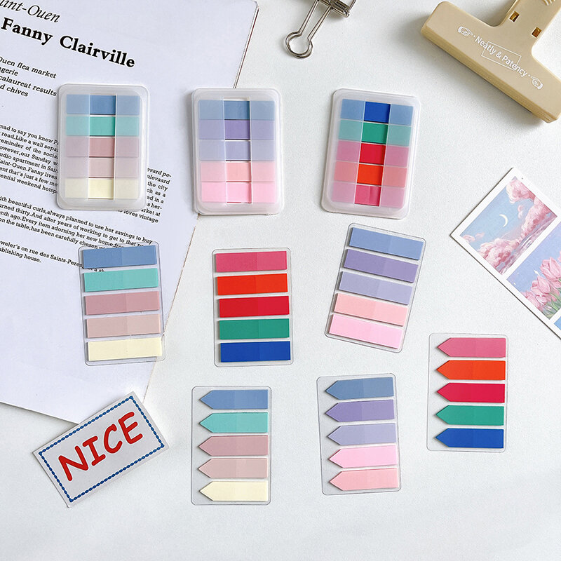 1Pcs Slim Index Stickers Memory Notes Tag Book Spot Marker PET Color Transparent Sticky Note Pastel Sticker School Supplies