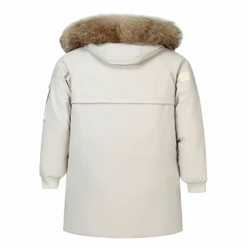 2023 Winter New Youth Men's Fashion Trend Handsome Warm Cotton Coat Men's Casual Versatile Loose Hooded Fur Collar Cotton Coat