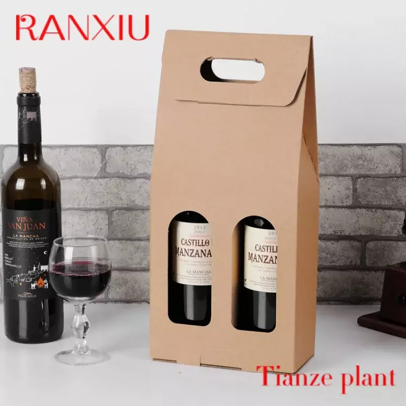 Niestandardowy składane pudełko papierowe papier pakowy pudełko na czerwone wino przenośne pudełka pojedynczy lub podwójny do pakowania