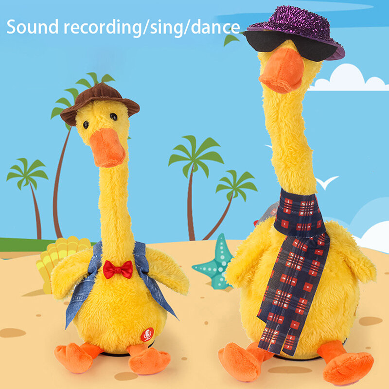 Dancing Duck Electronic Plush Toys Repeat Talking Sing Record Voice usb charge Funny Music Luminescent Gifts Plush Toy