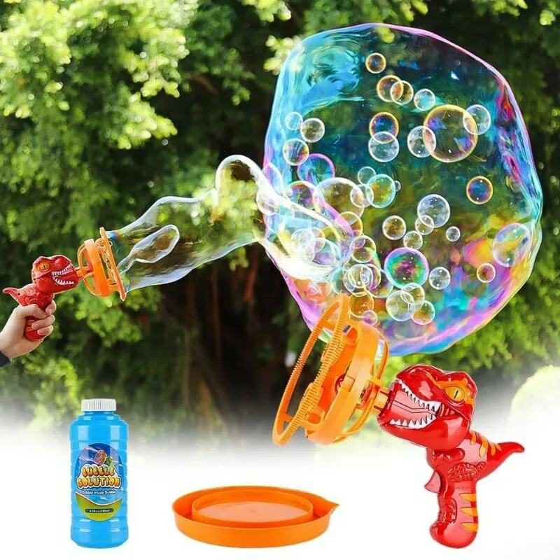 Mesin gelembung pistol gelembung dinosaurus, mainan mesin gelembung cocok untuk anak-anak dan balita hadiah pesta ulang tahun