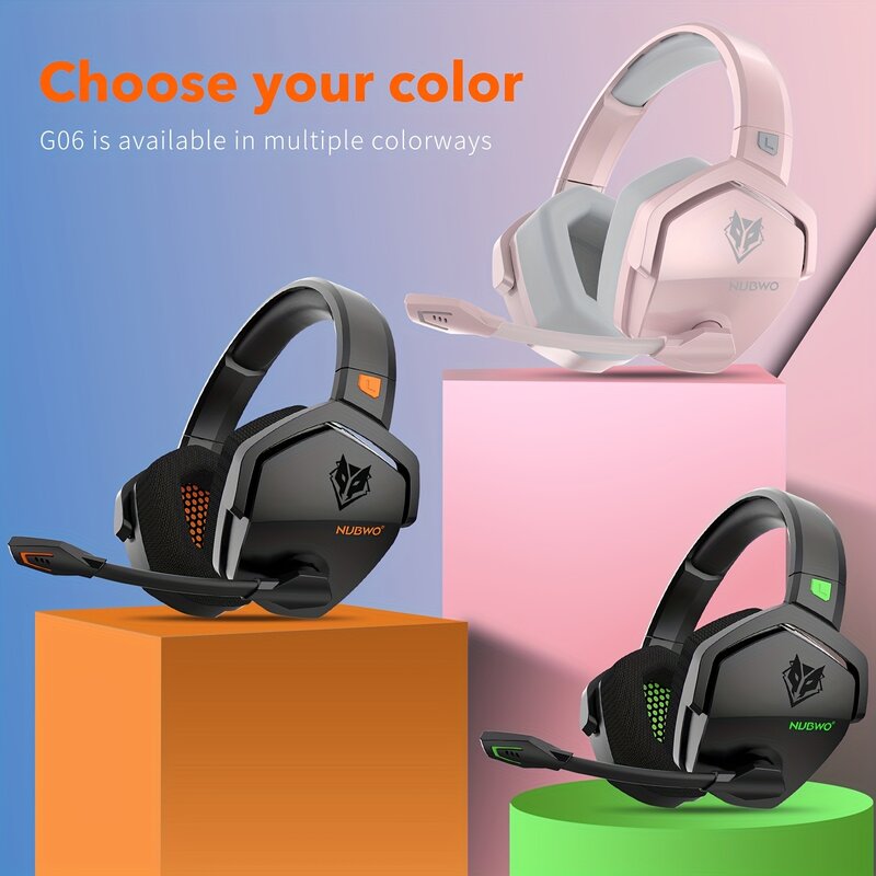 NUBWO G06 Gaming Headset for PS5, PS4, XBOX,PC, Mac, 2.4GHz Ultra-Low Latency Noise Cancelling Bluetooth Headphones With Mic
